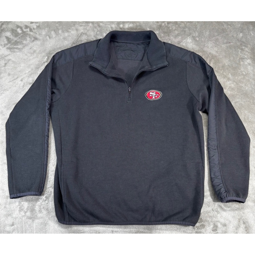San Francisco 49ers Antigua Quarter Zip Pullover Mens XL Black NFL Fleece